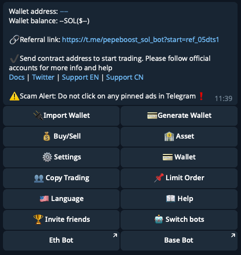 Pepeboost Solana Telegram Trading Bot: Sniper And CopyTrading 5