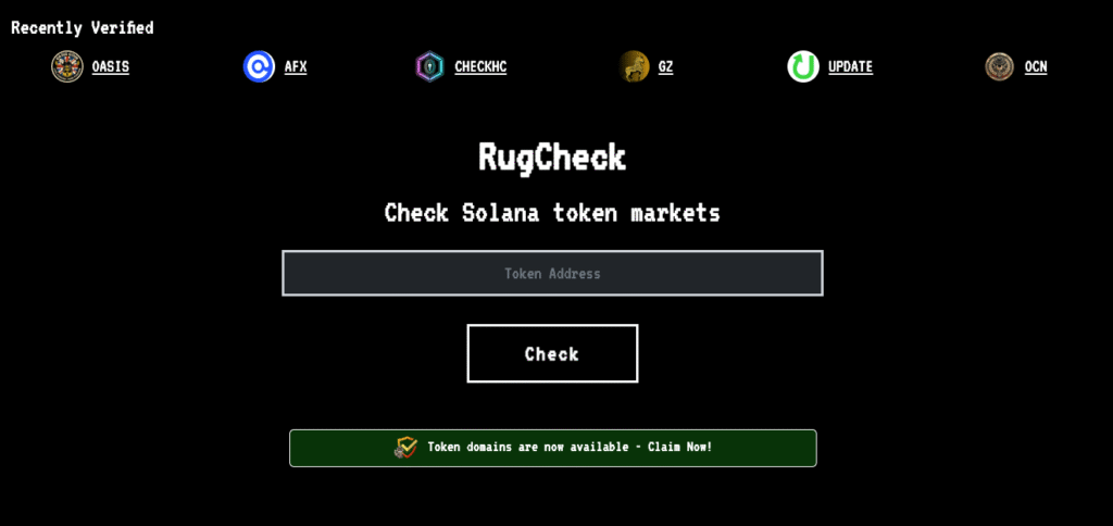 Rug Check Solana MemeCoins RugCheck.xyz 1